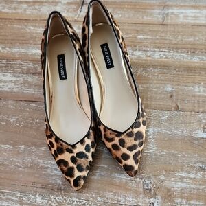 Nine West Leopard-Print Pointed Toe Flats in Brown and Black